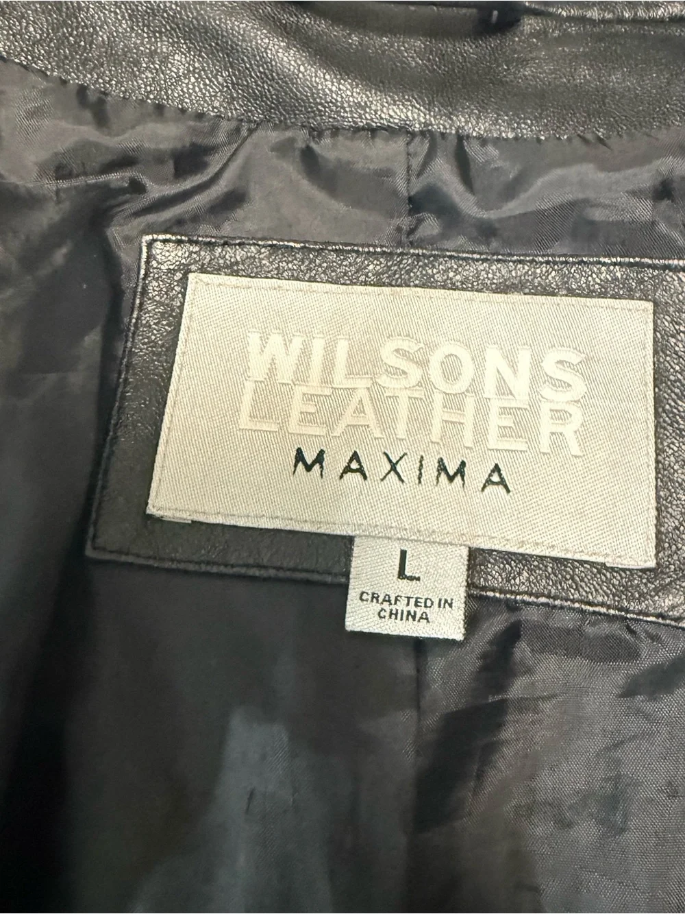 Women's Black Leather Moto Jacket Wilson leather size L Biker